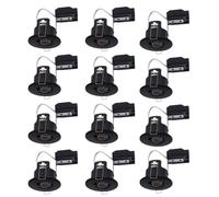 Britalia 12 Pack - Matt Black IP20 Fire Rated Twist Lock GU10 Recessed Downlight | Air Flow Open Back | 68mm Cut Out | 240V Class 2 Double Insulated | Push Fit Terminals