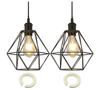 Britalia 2 Pack | Antique Brass None Electrical Bird Cage Geometric Wired Pendant Shades | 220mm x 195mm | Pendant Light - Table Lamp - Wall Light | Reducing Rings Included | 4mm Thick Wire