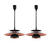 Britalia 2 Pack - Black & Copper Metal Rise & Fall Vintage Retro Pendant Ceiling Light | 430mm Diameter | 1 x ES E27 Lamp Bulb Required (Not Included) | Ideal for Above Dining Table - Breakfast Bar