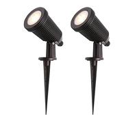 Britalia 2 Pack - Black Outdoor Modern Single Head Garden Spike Spot Light | Dual Mount Flush Base or Spike | 1 x GU10 Lamp Required | IP65 Exterior Rated | 40cm Pre Wired Cable