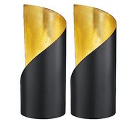 Britalia 2 Pack - Matt Black & Gold Inner Vintage Metal Cylinder Table Desk Lamp | 24cm Height | 1 x SES E14 Lamp Bulb Required | UK Approved | Cylindrical Retro Swirl Design