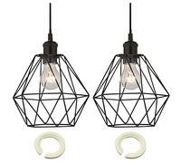Britalia 2 Pack | Matt Black None Electrical Bird Cage Geometric Wired Pendant Shades | 220mm x 195mm | Pendant Light - Table Lamp - Wall Light | Reducing Rings Included | 4mm Thick Wire
