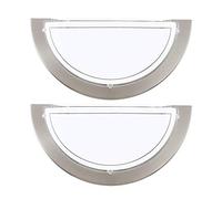 Britalia 2 Pack - Satin Nickel Metal & Decorative White Painted Glass Modern Half Circle Flush Wall Light | 29cm Wide | 1 x ES E27 Lamp Bulb Required (Not Included) | 240 Volts