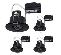 Britalia 4 Pack - Matt Black IP20 Fir Twist Lock GU10 Recessed Downlight | Air Flow Open Back | 68mm Cut Out | 240V Class 2 Double Insulated | Push Fit Terminals