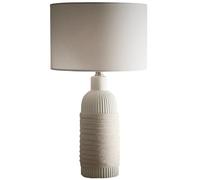 Britalia 53cm Cream Ceramic Table Lamp with Natural Woven Rope Band | Modern Cylindrical Design | Soft Light Cream Colour | Natural Linen Lampshade | Ideal for Living Rooms, Bedrooms, and Offices
