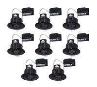 Britalia 8 Pack - Matt Black IP20 Fire Rated Twist Lock GU10 Recessed Downlight | Air Flow Open Back | 68mm Cut Out | 240V Class 2 Double Insulated | Push Fit Terminals