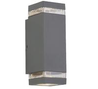 Britalia Anthracite Dark Grey Outdoor Modern Rectangular Up & Down Wall Light IP44-23.5cm Height - 2 x GU10 Spot Lamps Required (Not Included). Suitable for LED Lamps and Smart LED's