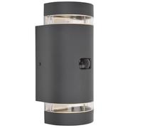 Britalia Anthracite Dark Grey Outdoor Modern Up & Down Half Cylindrical Wall Light with PIR Motion Sensor | IP44 Rated | 24cm Height | 2 x GU10 Lamps Required | Garden - Patio - Driveway