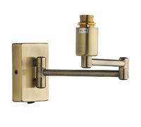 Britalia Antique Brass Traditional Retro Switched Double Swing Arm Wall Reading Light Bracket | Discreet On Off Rocker Switch Operated | 1 x BC Lamp Bulb Required | Bedside - Living Room