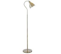 Britalia Antique Brass Vintage Retro Adjustable Dome Head Swan Neck Floor Lamp Light | 145cm Height | 1 x ES E27 Lamp Bulb Required | UK Approved | On Off Foot Switch | Industrial Vibe