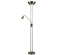 Britalia Antique Brass Vintage Retro Mother & Child Floor Task Light | 182cm Height | 1x E27 & 1 x GU10 Lamp Required | Fully Adjustable Reading Light | Double Toggle Switch