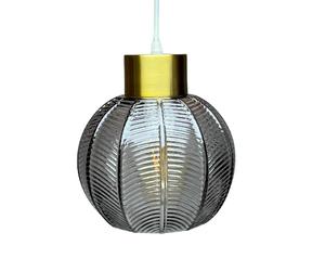 Britalia Antique Gold & Smoked Ribbed Glass Vintage Retro Easy Fit Globe Dome Pendant Shade | 20.5cm Diameter (8") | None Electric Ceiling Lampshade | 42mm Hole to Fit Lampholder Type E27 ES