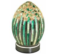 Britalia Art Deco Mosaic Glass Table Lamp, Green, SES E14, 20cm x 14cm, Vintage Egg Design