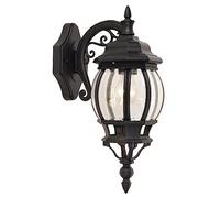 Britalia Black & Clear Glass Outdoor Vintage Down Coach Orb Lantern Wall Light | IP44 Rated | 45cm Height | 1 x ES E27 Lamp Required | Garden - Patio - Driveway | UK Approved | Aluminium