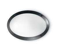 Britalia Black Outdoor Modern Oval Flush Bulkhead Wall Light with Opal Diffuser | 330mm Length | IP66 Rated | 1 x ES E27 Lamp Bulb Required | Garden - Patio - Security | Polycarbonate Resin Coastal