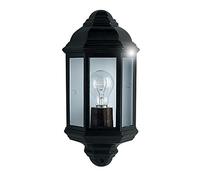 Britalia Black Outdoor Single Lamp Traditional Flush Lantern Wall Light IP44-1 x E27 ES Large Edison Screw Light Bulb Required (Not Included) | Suitable for Standard or Smart LED Lamps