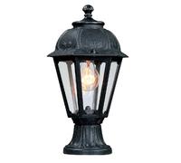 Britalia Black Outdoor Traditional Lantern Pedestal Post Light, IP55 Water Resistant, Clear Panels, E27 ES, 400mm x 220mm