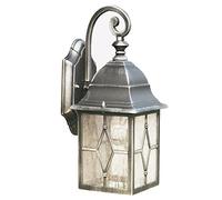Britalia Black & Silver Outdoor Traditional Lead Glass Down Lantern Wall Light 325mm, 1 x E27 ES Large Edison Screw Light Bulb Required (Not Included) | Suitable for Standard or Smart LED Lamps