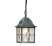 Britalia Black & Silver Outdoor Traditional Lead Glass Lantern Pendant Light 600mm - 1 x E27 ES Large Edison Screw Light Bulb Required (Not Included) | Suitable for Standard or Smart LED Lamps