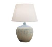 Britalia Blue and Cream Ceramic Urn Modern Table Lamp with White Drum Lamp Shade 450mm