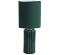 Britalia BR22353GR Forest Green Ribbed Ceramic Vintage Table Lamp with Linen Drum Shade - 51cm Height