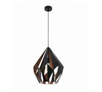 Britalia BR49997 Vintage Trend Carlton Pendant Light, 205mm, Black and Copper, Steel, Geometric, 1100mm Height, Indoor