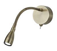 Britalia Br9917Ab Led Antique Brass Flexible Switched Modern Reading Wall Light - 0.8W 30Lm 6500K - Ip20 - Uk Approved