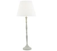 Britalia Brjoa422 Soft White Vintage Metal Lathe Turned Tall Candlestick Table Lamp With Linen Tapered Drum Shade 59Cm