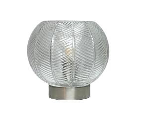 Britalia BRLLEAFCLEAR/TL Brushed Chrome and Clear Ribbed Glass Vintage Globe Table Lamp - 20cm Diameter