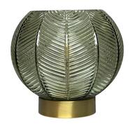 Britalia BRLLEAFGREEN/TL Antique Gold and Green Ribbed Glass Vintage Globe Table Lamp - 20cm Diameter