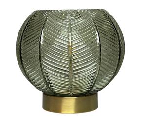 Britalia BRLLEAFGREEN/TL Antique Gold and Green Ribbed Glass Vintage Globe Table Lamp - 20cm Diameter