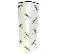 Britalia Ceramic Dragonfly Print Umbrella Stand, Hexagonal, White and Black, 44cm Height