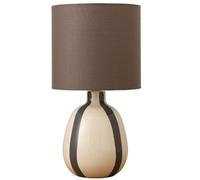 Britalia Ceramic Table Lamp, Cream and Grey, Soft Grey Drum Shade, 42cm x 22cm, 1.20kg, SES Bulb Base