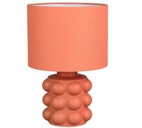Britalia Ceramic Table Lamp, Orange, Textured Base, E14, 30cm x 20cm, 0.8kg, Orange Cotton Shade, Inline Switch