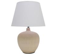 Britalia Ceramic Urn Table Lamp, Pink and Cream Base, White Cotton Drum Shade, 45cm Height