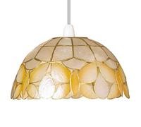 Britalia Champagne Capiz Shell Wild Butterfly Vintage Easy Fit Dome Pendant Shade | 32cm Diameter (13") | None Electric Ceiling Lampshade | Fits All Lampholder Types E14 E27 B15 B22