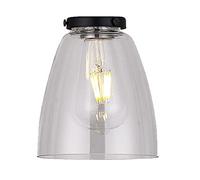 Britalia Clear Conical Glass Vintage Easy Fit Pendant Light Shade | 14cm Diameter | Black Metal Top Cap | None Electric Retro Ceiling Light | Fits E27 ES Lampholders