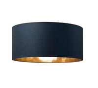 Britalia Cotton Drum Lampshade, Modern Easy Fit, Navy Blue with Copper Inner, Indoor Use, 45cm Diameter x 20cm Height, Universal Fitting