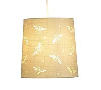 Britalia Cream Buzzing Bee Fabric Kids Easy Fit Tapered Drum Pendant Shade with Cut Outs | 23cm Diameter (9") | None Electric Ceiling Lampshade | Fits All Lampholder Types E14 E27 B15 B22
