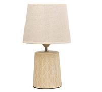 Britalia Cream Ceramic Vintage Leaf Print Tapered Cylindrical Base Table Desk Lamp with Beige Linen Lampshade | 35cm Height | ES E27 Lamp Bulb Required | UK Approved