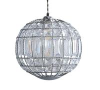 Britalia Crystal Globe Pendant Light Shade, 25cm, Polished Chrome Frame, Non-Electric Easy Fit