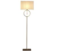 Britalia Floor Lamp, 154 cm, Antique Brass with Crystal Droplets, Cream Cotton Shade