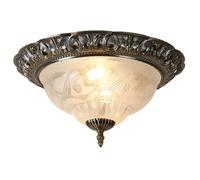 Britalia Flush Ceiling Light, Bedroom, 33cm, Antique Brass, Glass, Traditional Vintage, 330mm Diameter x 170mm Height, Indoor Use