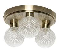 Britalia Flush Ceiling Light for Bathroom, 28cm, Antique Brass and Glass, Vintage, IP44, Indoor and Outdoor
