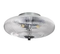 Britalia Flush Mount Ceiling Light, 30cm, Clear Ribbed Glass, Polished Chrome, Modern, 15cm x 30cm, Indoor