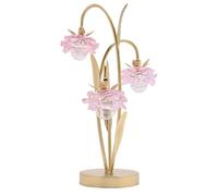 Britalia Gold Metal Pink Glass Flower Shade Triple Stem Table Lamp LED Battery Powered 35.5cm Height