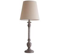 Britalia Grey Resin Candlestick Table Lamp, Natural Linen Shade, 60cm Height