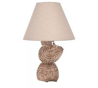 Britalia Hedgehog Table Lamp, Wood Effect Resin, Beige Fabric Shade, E27 ES, 37cm x 21cm, 1.4Kg