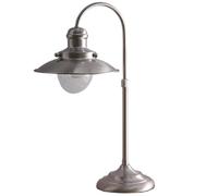Britalia Industrial Fisherman Table Lamp, Satin Nickel with Clear Glass Shade, 35cm Height