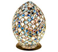 Britalia LED Blue Mosaic Tile Vintage Egg Table Lamp 30cm | 470 Lumen Warm White LED Lamp Included | Desk Light